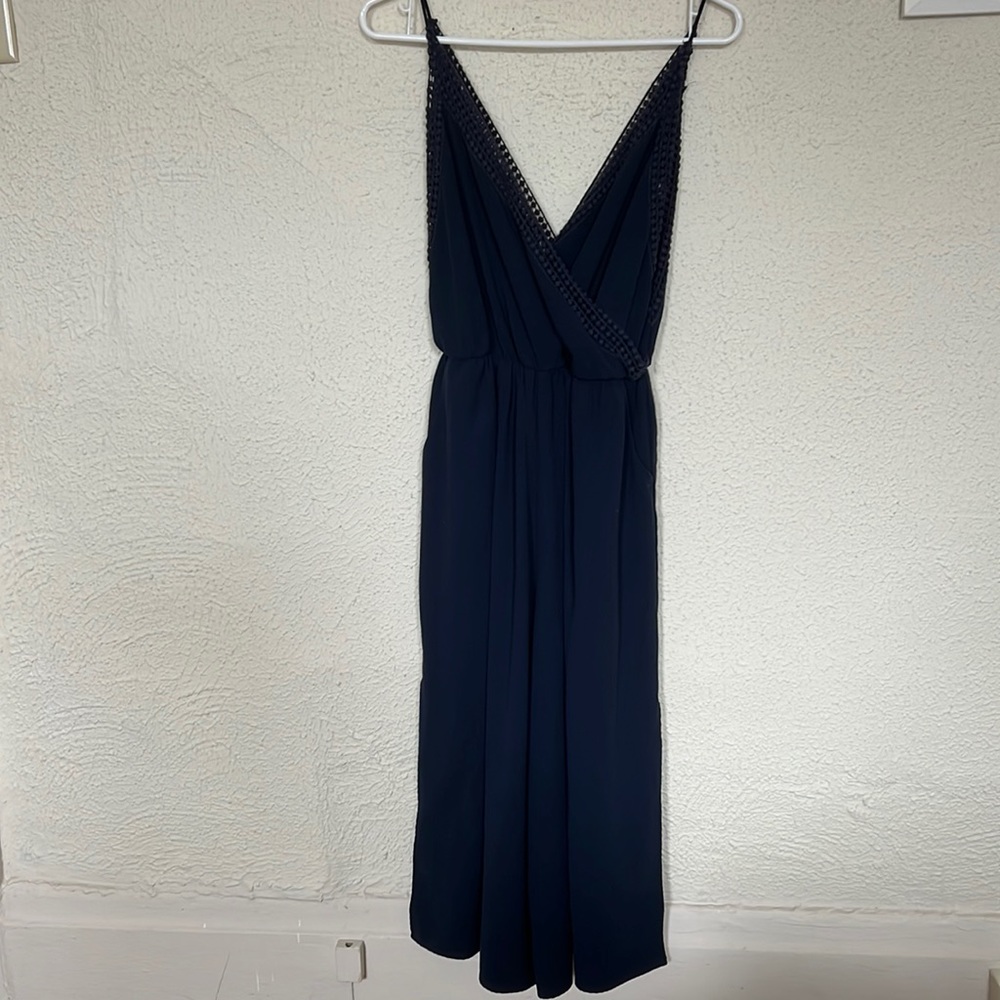 Abercrombie navy jumpsuit with cropped flare legs